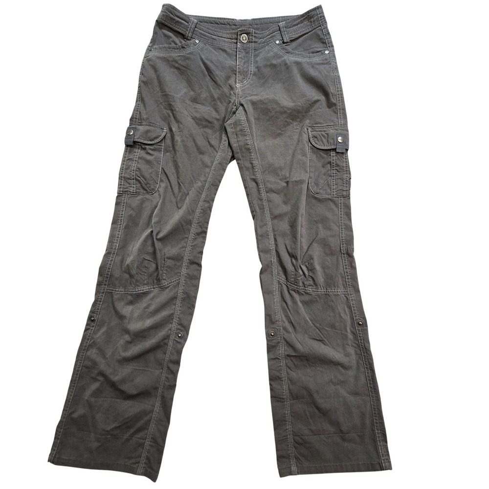 Kuhl Pants Womens 10 Gray Cargo Twill Relaxed Fit Straight Leg Pockets Cuffed